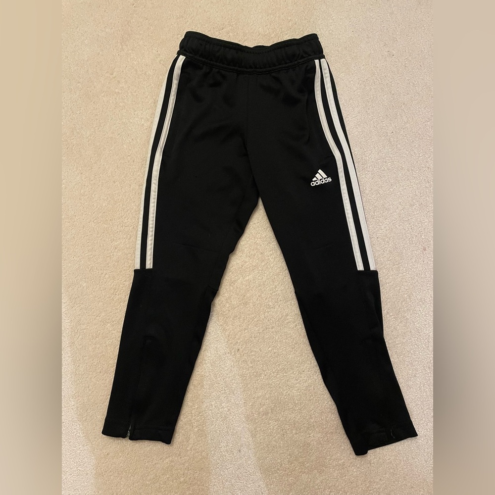 Adidas Kids Black Joggers with White Stripes